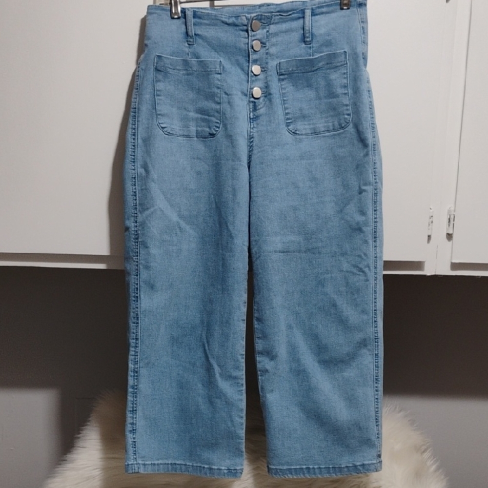 (X3) Sidefeel Women's Blue Denim Short Button Up Jeans Sz.10 Short
